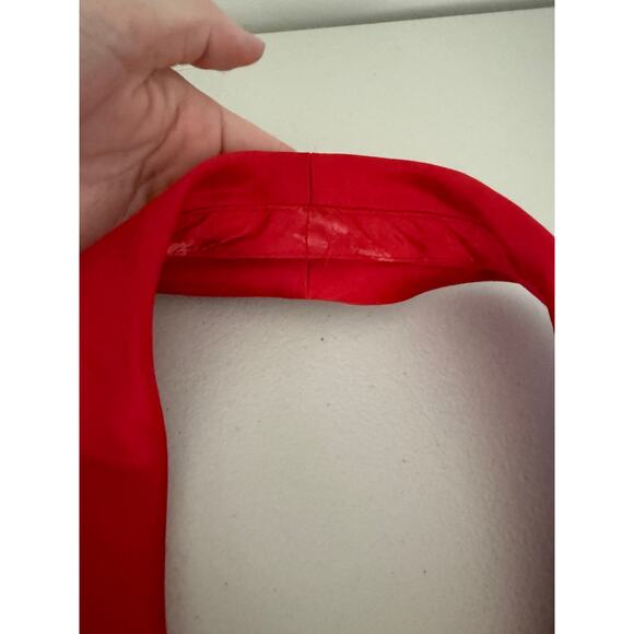 Vintage Vtg 80s 90s Huey Waltzer Red Satin Lapel Halter Cocktail Mini Dress US 2 - Picture 11 of 11